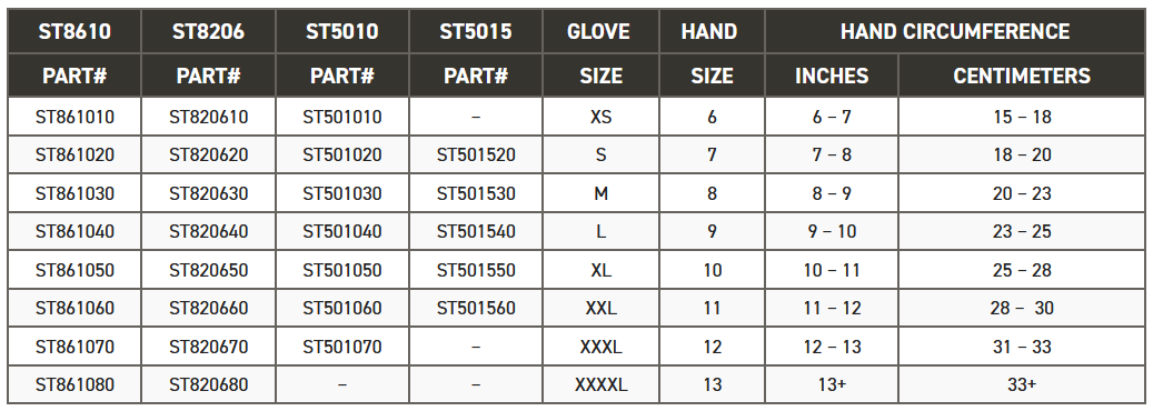 #ST8610 Impacto® Mesh Anti-Impact Glove-size guide